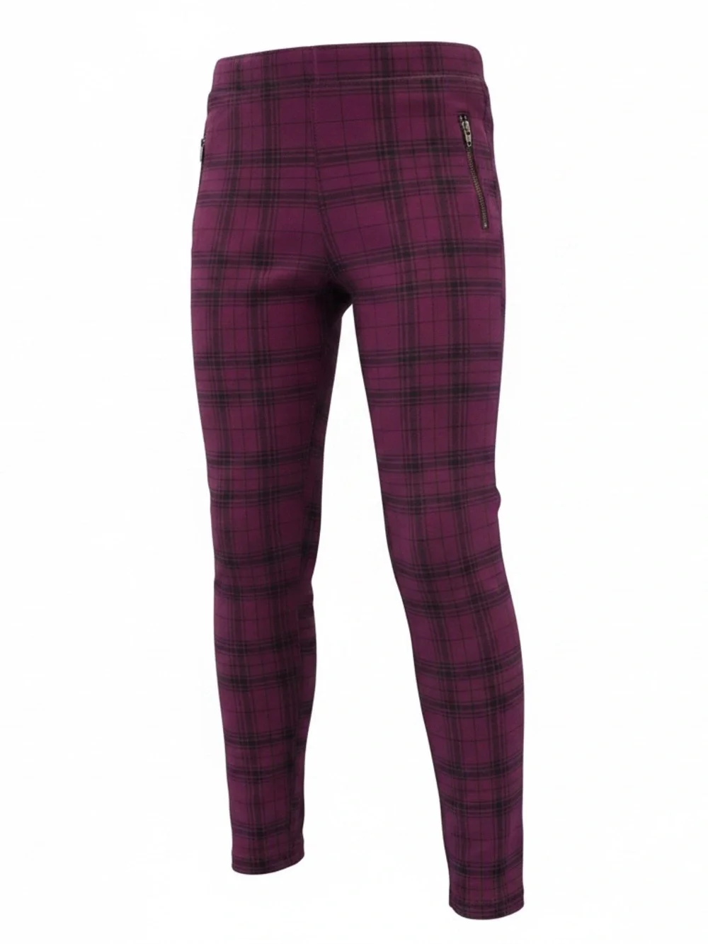 The Children’s Place Girls 8 Burgundy Plaid Ponte Jeggings Skinny Zip Pants